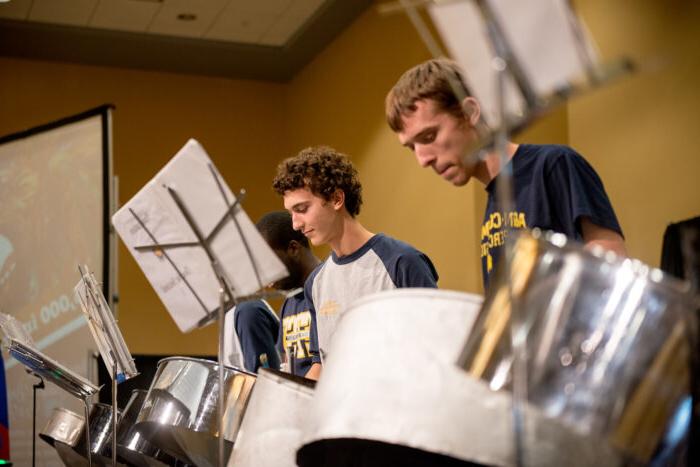 Percussionists playing steel pans